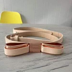 Ted Baker - Tan and Rose Gold Leather Bow Belt XS/S